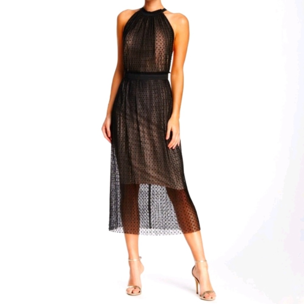 Bec & Bridge Black Sheer Polka Dot Dress